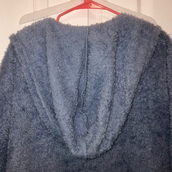 blue fuzzy hooded cardigan - Picture 3 of 3